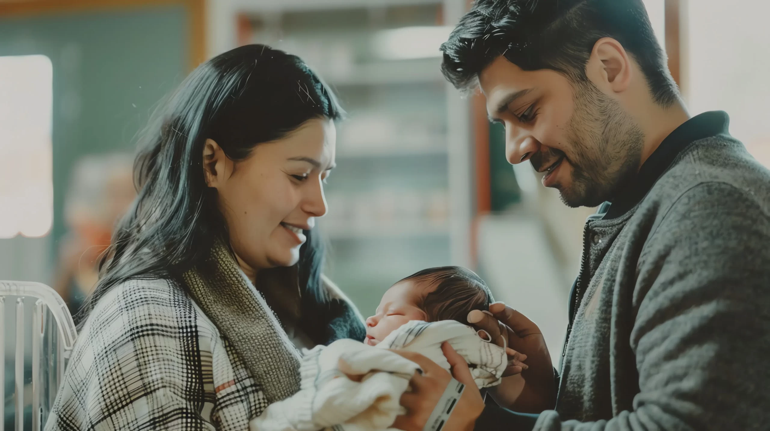 parents with new born baby